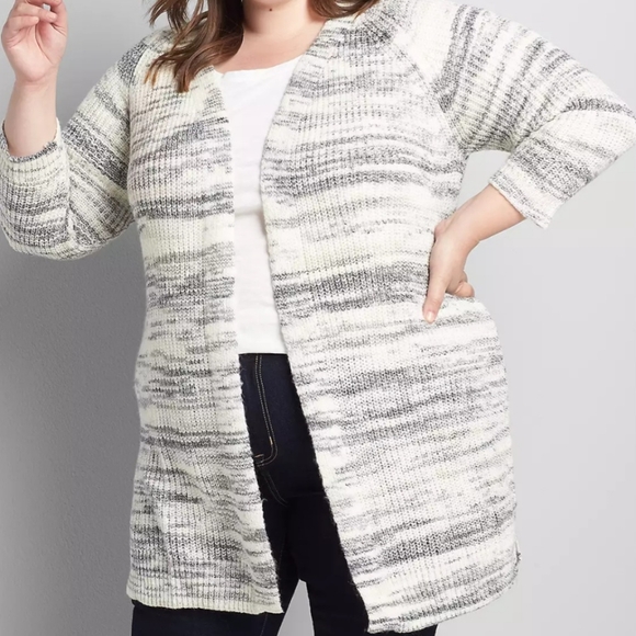 Lane Bryant 14/16 open front grey and white space dyed cartogan - Picture 4 of 6